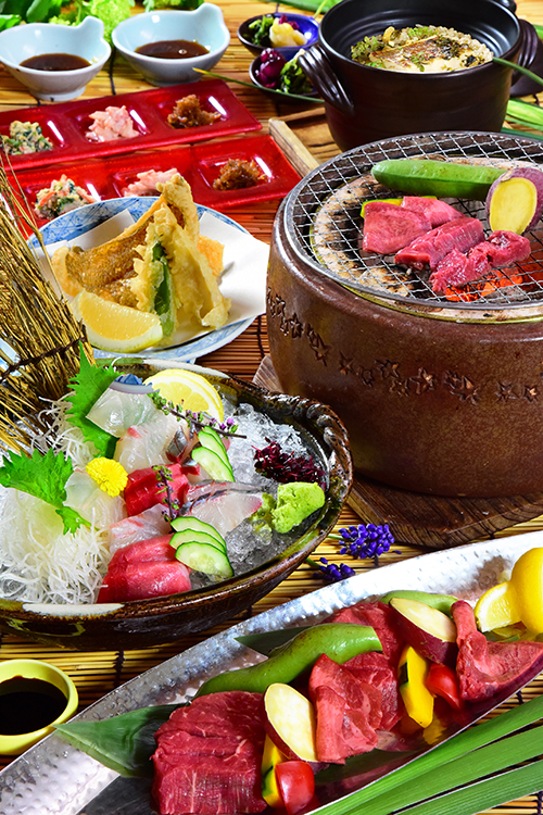 牛肉&鮮魚の炭火焼きコース